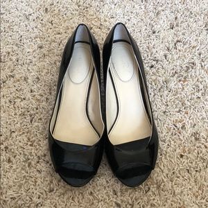 Open toe black wedge